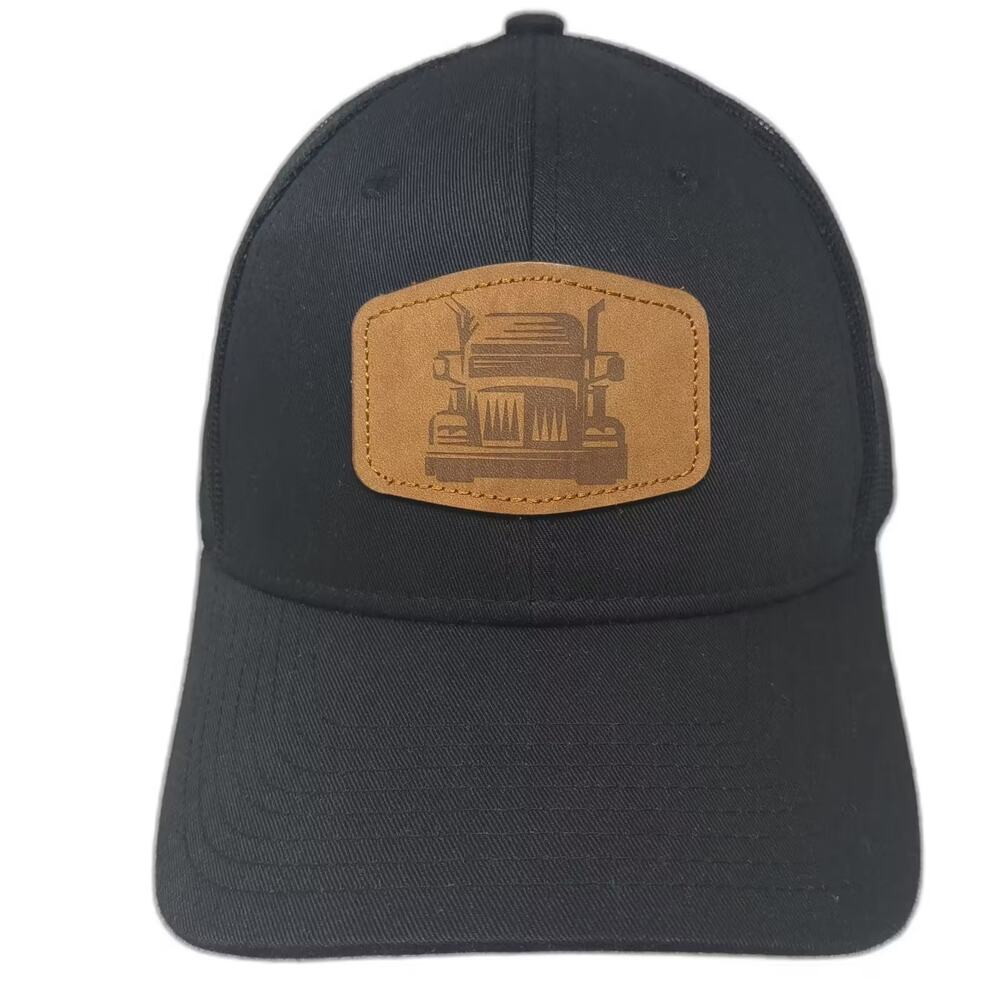 Fierce Headwear Trucker Hat Black Brown Snapback OS Semi-Truck Patch Mesh Back